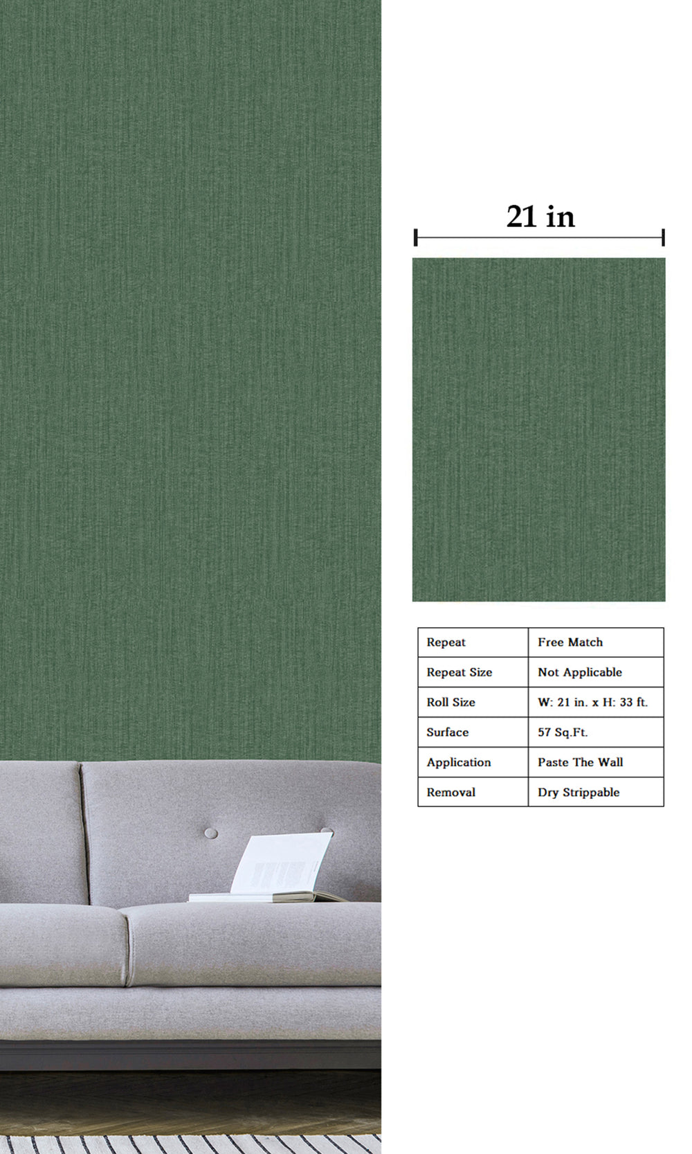 Dark Green Abstract Plain Textured Wallpaper R9490