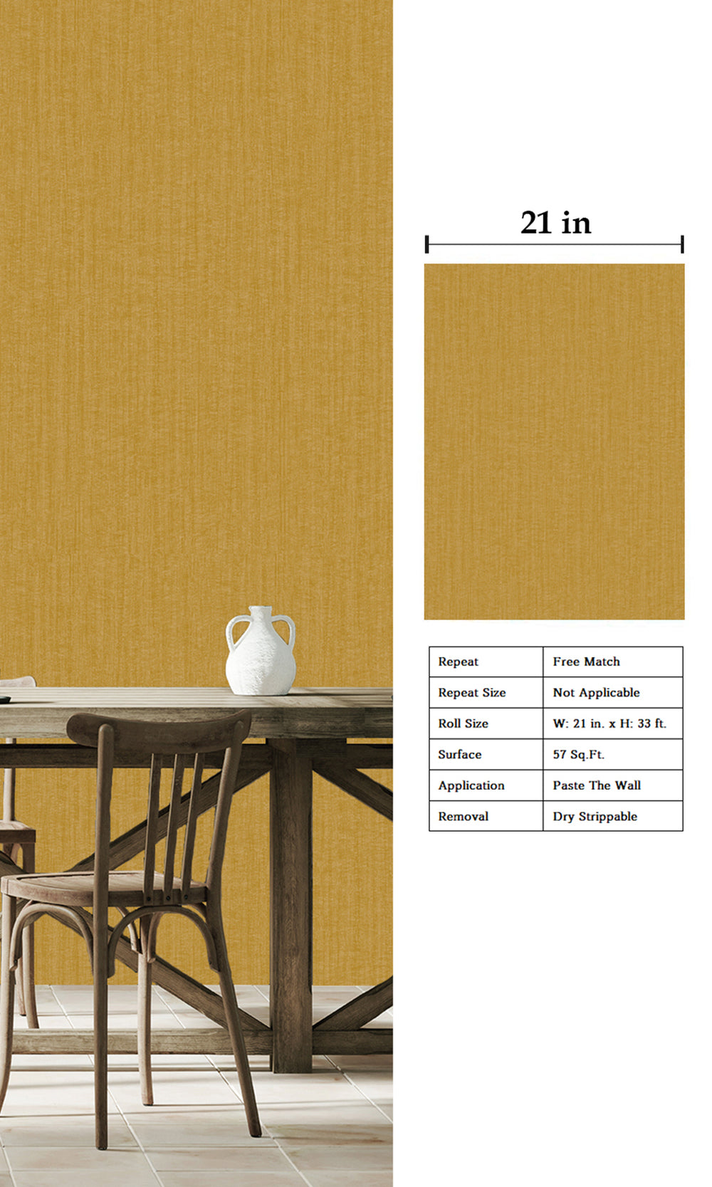 Mustard Abstract Plain Textured Wallpaper R9491