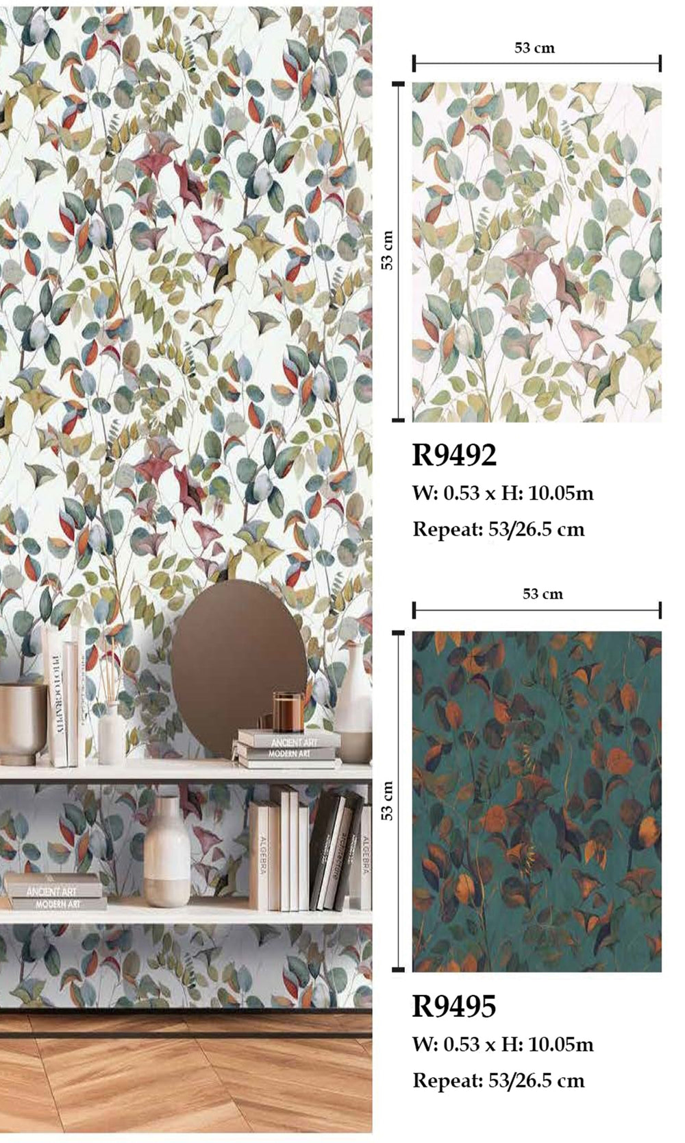 Heron Green Nature's Leaves Textured Wallpaper R9495