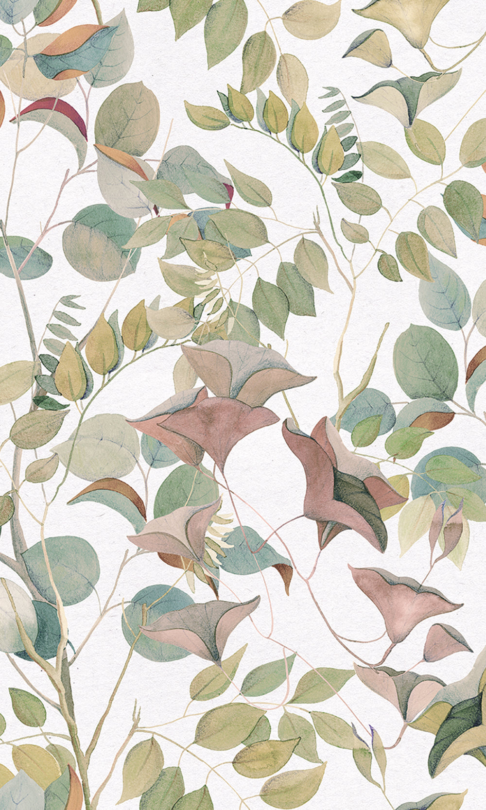 White Nature's Leaves Textured Wallpaper R9492