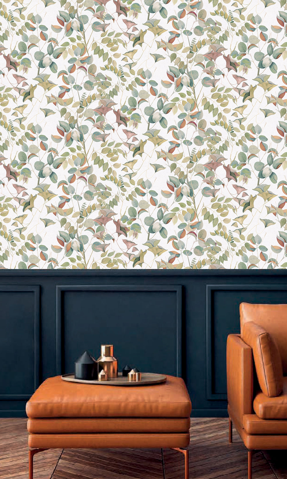 White Nature's Leaves Textured Wallpaper R9492