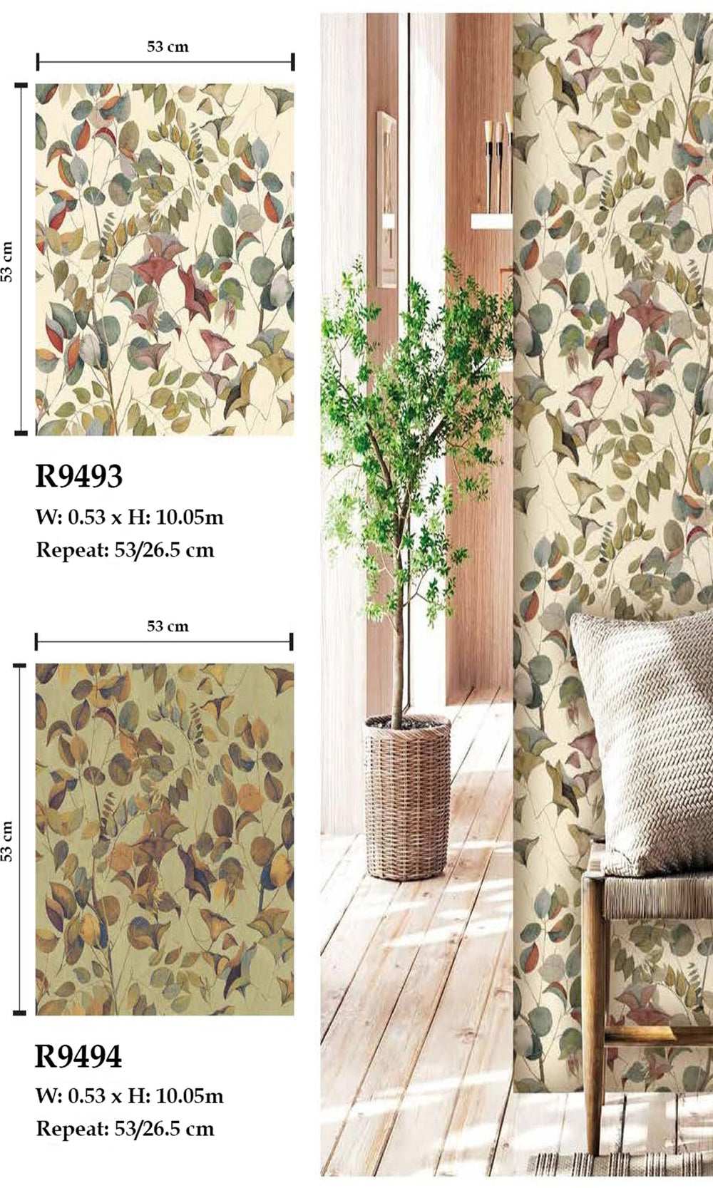 Cream Nature's Leaves Textured Wallpaper R9493