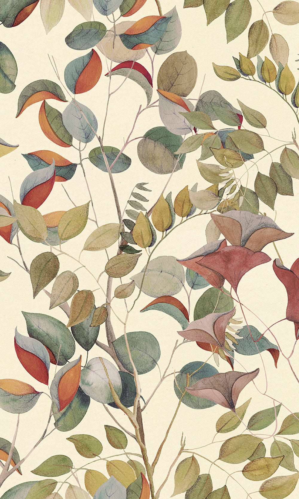 Cream Nature's Leaves Textured Wallpaper R9493
