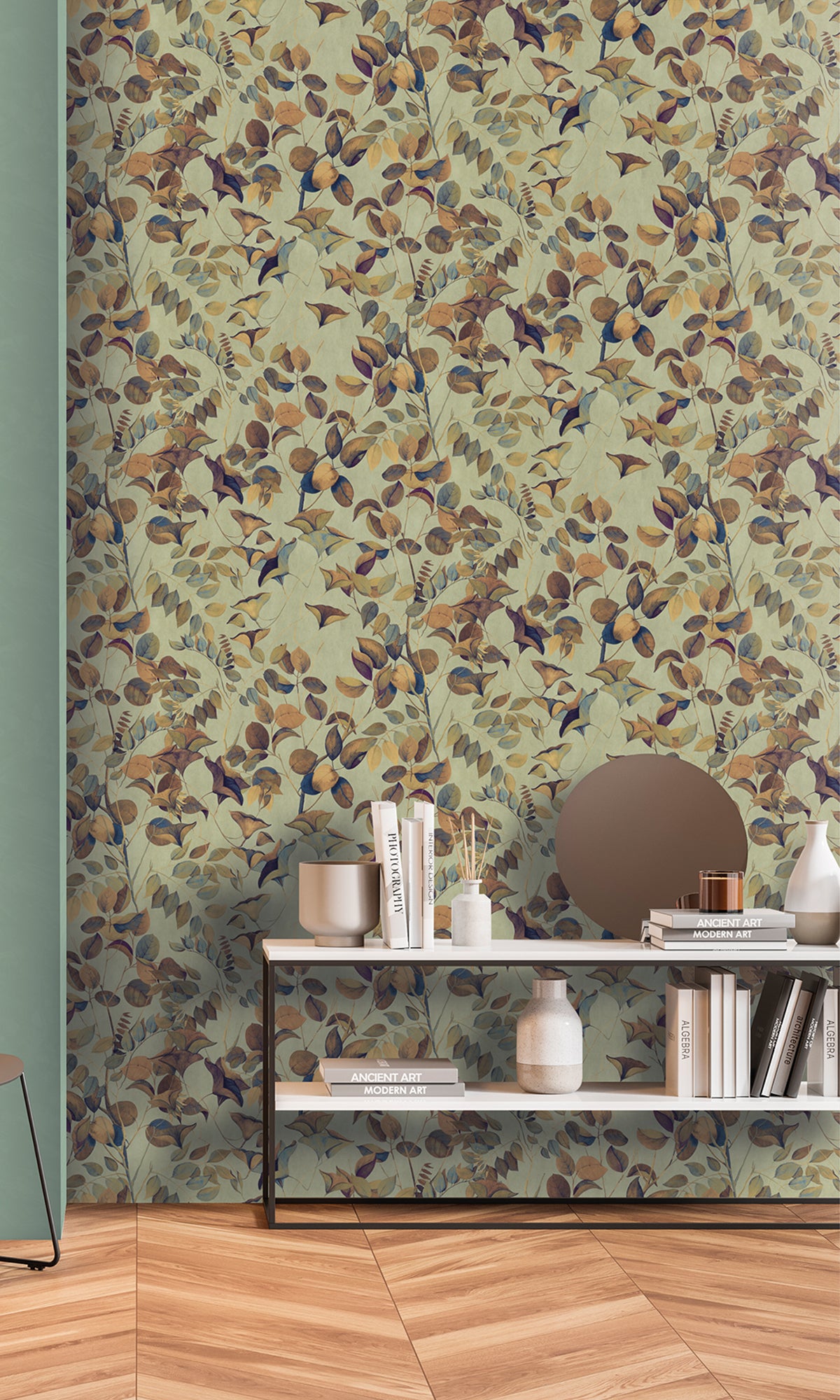 Leek Green Nature's Leaves Textured Wallpaper R9494