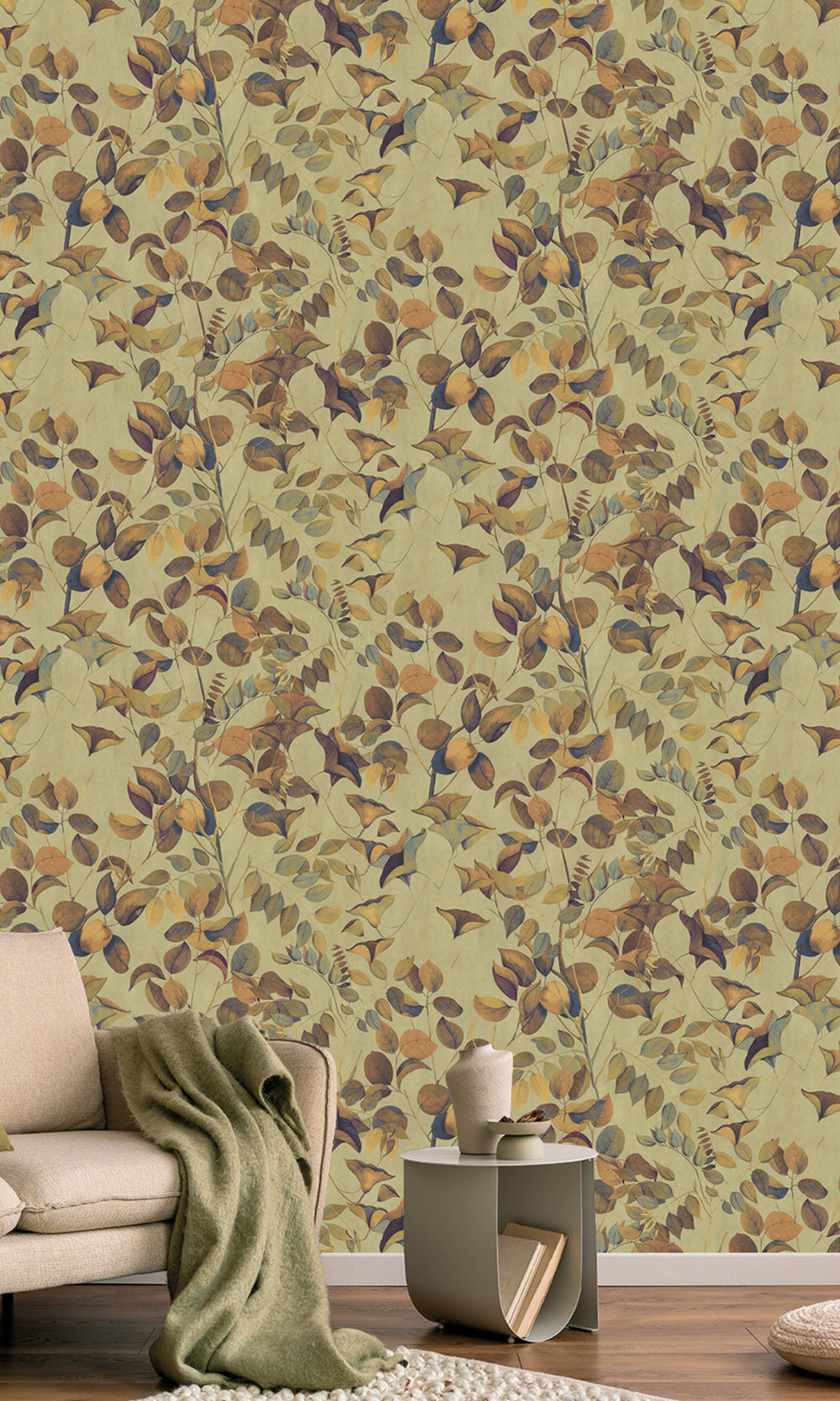 Leek Green Nature's Leaves Textured Wallpaper R9494