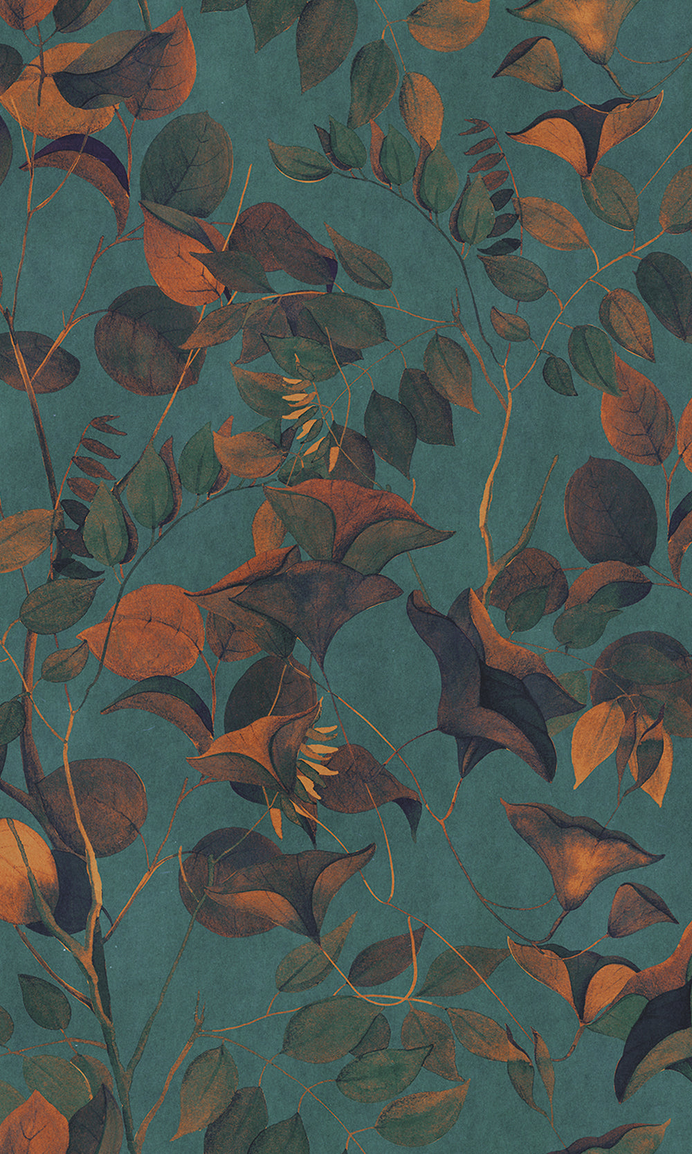 Heron Green Nature's Leaves Textured Wallpaper R9495