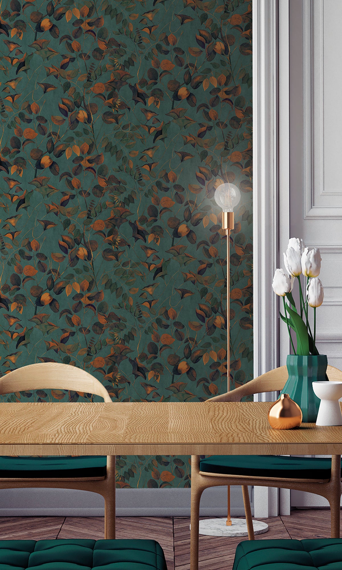 Heron Green Nature's Leaves Textured Wallpaper R9495