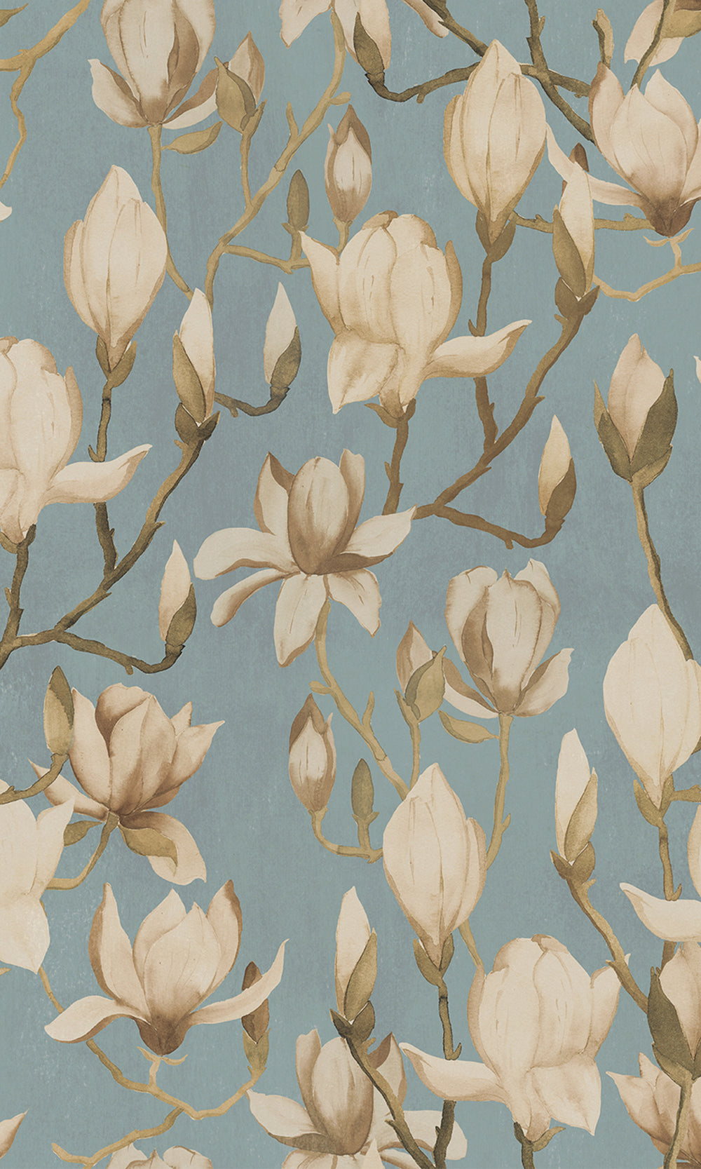 Light Blue Fog Magnolia Flowers Textured Wallpaper R9497