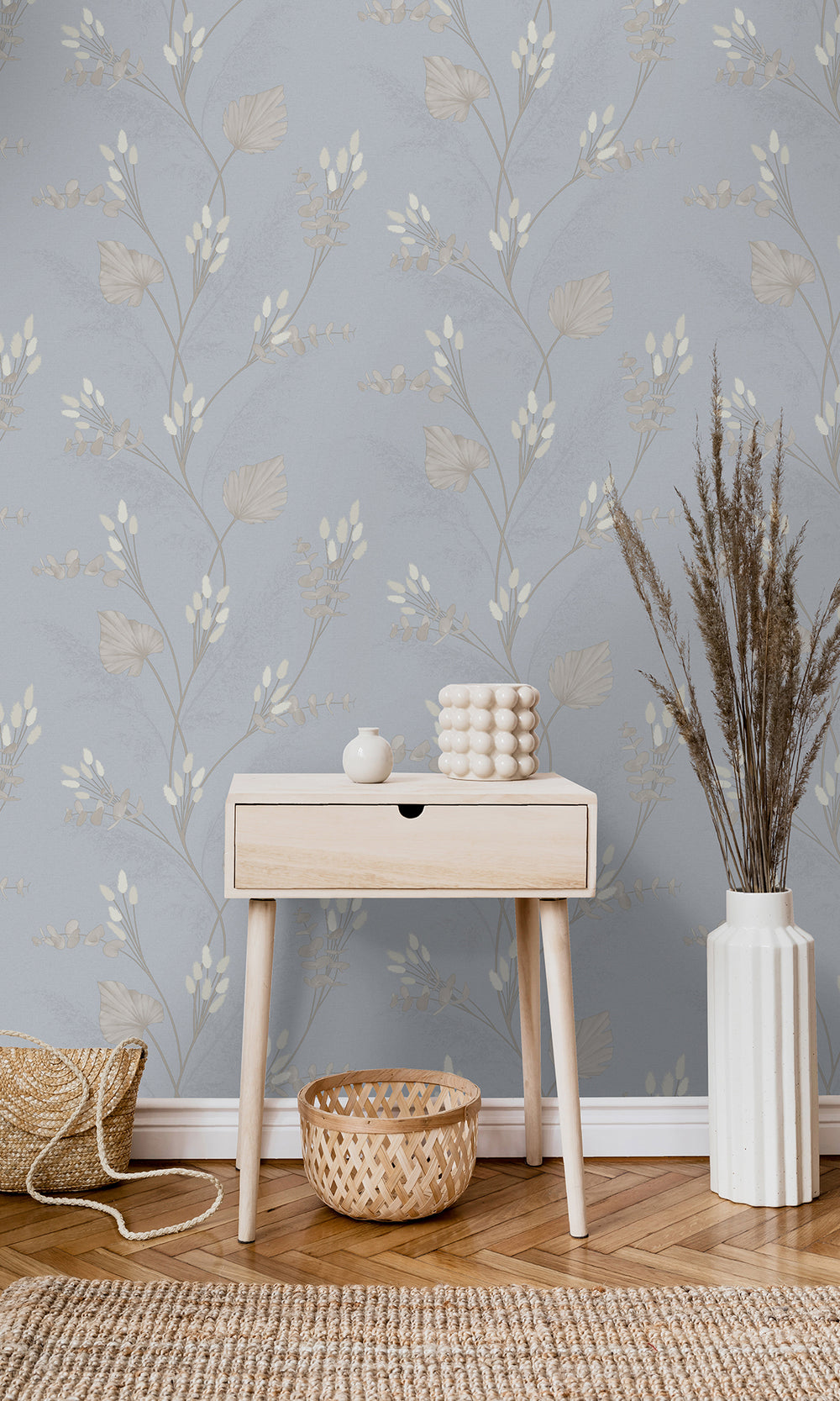 slate blue wallpaper, bunny tails wallpaper, pampas grass wallpaper, botanical wallpaper, Timeless elegance, Eleganza Wallpaper Collection, Eleganza Collection, Can be used for commercial spaces, Paper Substrate, New Arrivals, Paste the Paper, Scrubbable, Good Lightfastness, Peelable, Interior designers‚Äô choice, Bedroom Wallpaper, Living Room Wallpaper, Hallway Wallpaper, Dining Room Wallpaper, Children's Room Wallpaper, Study Room Wallpaper, Home Office Wallpaper, Powder Room Wallpaper, Foyer Wallpaper