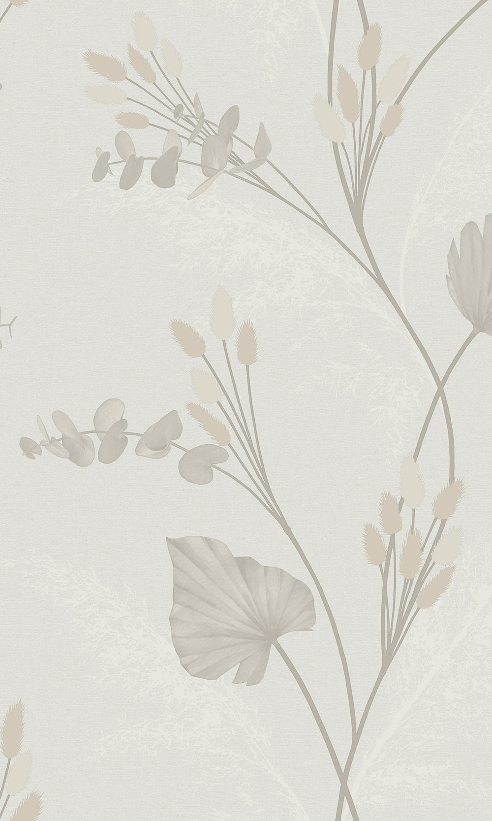 Cream Bunny Tails and Pampas Grass Printed Wallpaper R9521