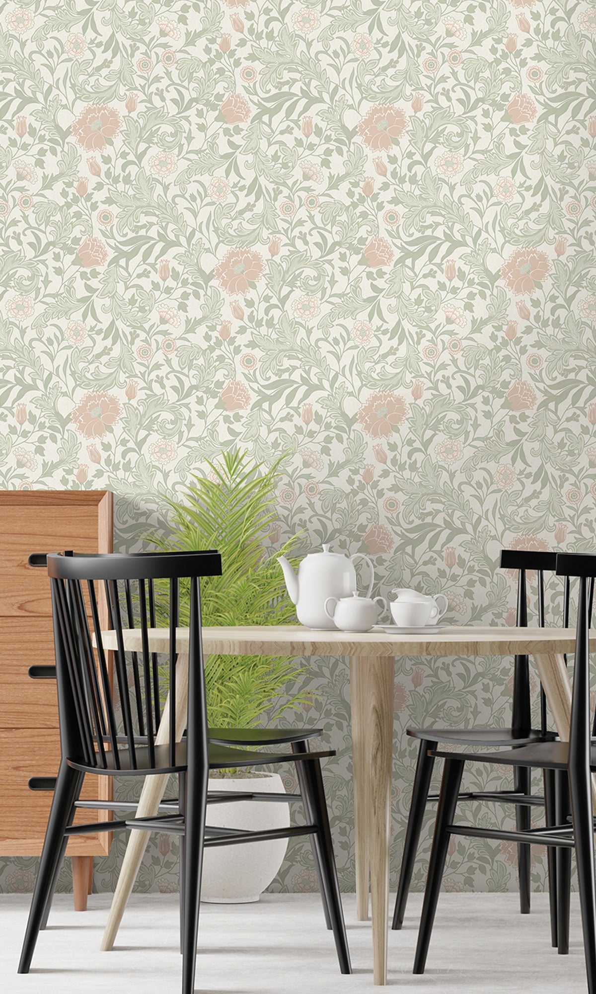 sage & coral wallpaper, Floral wallpaper, trailing flowers wallpaper, Timeless elegance, Eleganza Wallpaper Collection, Eleganza Collection, Can be used for commercial spaces, Paper Substrate, New Arrivals, Paste the Paper, Scrubbable, Good Lightfastness, Peelable, Interior designers‚Äö√Ñ√¥ choice, Bedroom Wallpaper, Living Room Wallpaper, Hallway Wallpaper, Dining Room Wallpaper, Children's Room Wallpaper, Study Room Wallpaper, Home Office Wallpaper, Powder Room Wallpaper, Foyer Wallpaper, Home Wallpaper