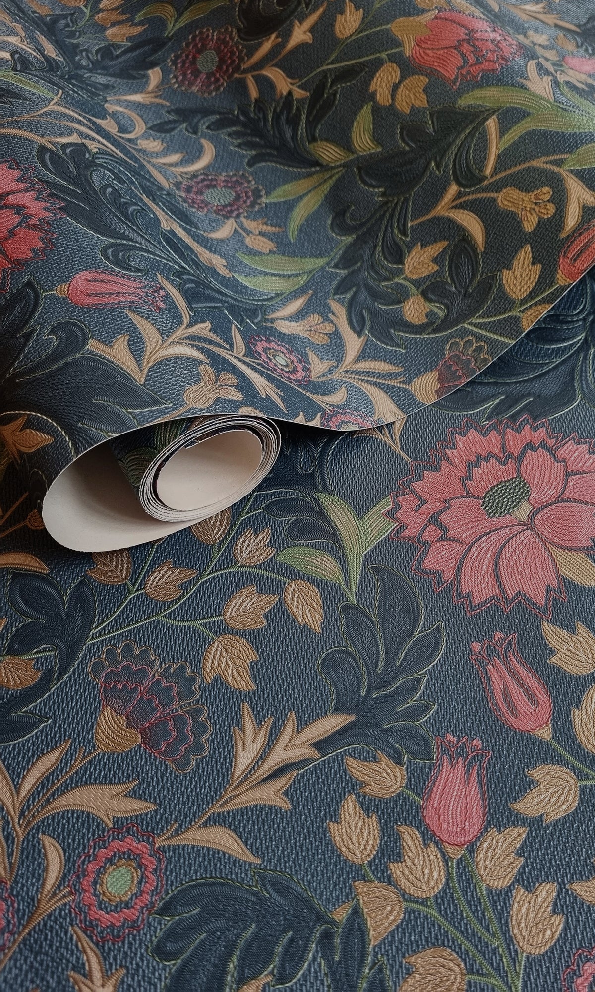 navy colored wallpaper, Floral wallpaper, trailing flowers wallpaper, Timeless elegance, Eleganza Wallpaper Collection, Eleganza Collection,  dark floral wallpaper, dark vintage floral wallpaper, New Arrivals, Paste the Paper, Scrubbable, Good Lightfastness, Peelable, Interior designers‚Äö√Ñ√¥ choice, Bedroom Wallpaper, Living Room Wallpaper, Hallway Wallpaper, Dining Room Wallpaper, Trend 2025, 2025 wallpaper trends, wallpaper trend 2025, trending 2025 wallpapers