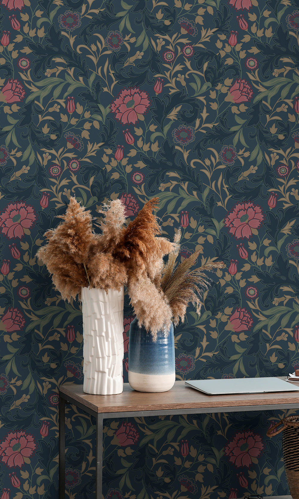 navy colored wallpaper, Floral wallpaper, trailing flowers wallpaper, Timeless elegance, Eleganza Wallpaper Collection, Eleganza Collection,  dark floral wallpaper, dark vintage floral wallpaper, New Arrivals, Paste the Paper, Scrubbable, Good Lightfastness, Peelable, Interior designers‚Äö√Ñ√¥ choice, Bedroom Wallpaper, Living Room Wallpaper, Hallway Wallpaper, Dining Room Wallpaper, Trend 2025, 2025 wallpaper trends, wallpaper trend 2025, trending 2025 wallpapers
