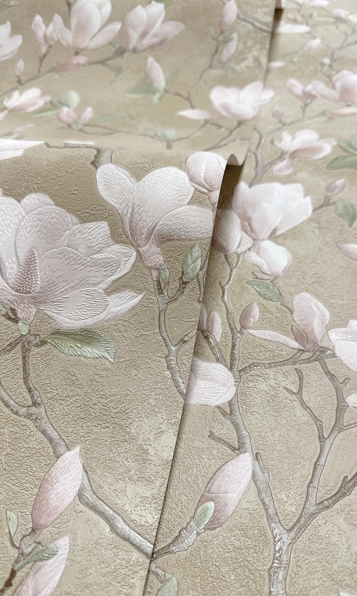 beige pink wallpaper, floral wallpaper, magnolia print wallpaper, magnolia flowers wallpaper, magnolia trails wallpaper, Timeless elegance, Eleganza Wallpaper Collection, Eleganza Collection, Can be used for commercial spaces, Paper Substrate, New Arrivals, Paste the Paper, Scrubbable, Good Lightfastness, Peelable, Interior designers’ choice, Bedroom Wallpaper, Living Room Wallpaper, Hallway Wallpaper, Dining Room Wallpaper, Children's Room Wallpaper, Study Room Wallpaper, Home Office Wallpaper, Powder Room