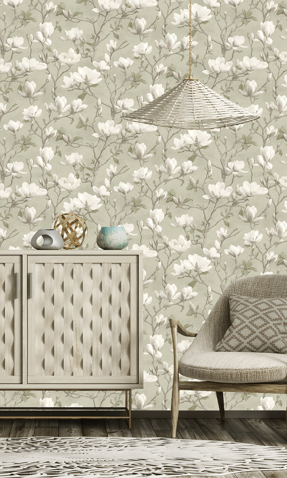 sage color wallpaper, floral wallpaper, magnolia print wallpaper, magnolia flowers wallpaper, magnolia trails wallpaper, Timeless elegance, Eleganza Wallpaper Collection, Eleganza Collection, Can be used for commercial spaces, Paper Substrate, New Arrivals, Paste the Paper, Scrubbable, Good Lightfastness, Peelable, Interior designers’ choice, Bedroom Wallpaper, Living Room Wallpaper, Hallway Wallpaper, Dining Room Wallpaper, Children's Room Wallpaper, Study Room Wallpaper, Home Office Wallpaper, Powder Room