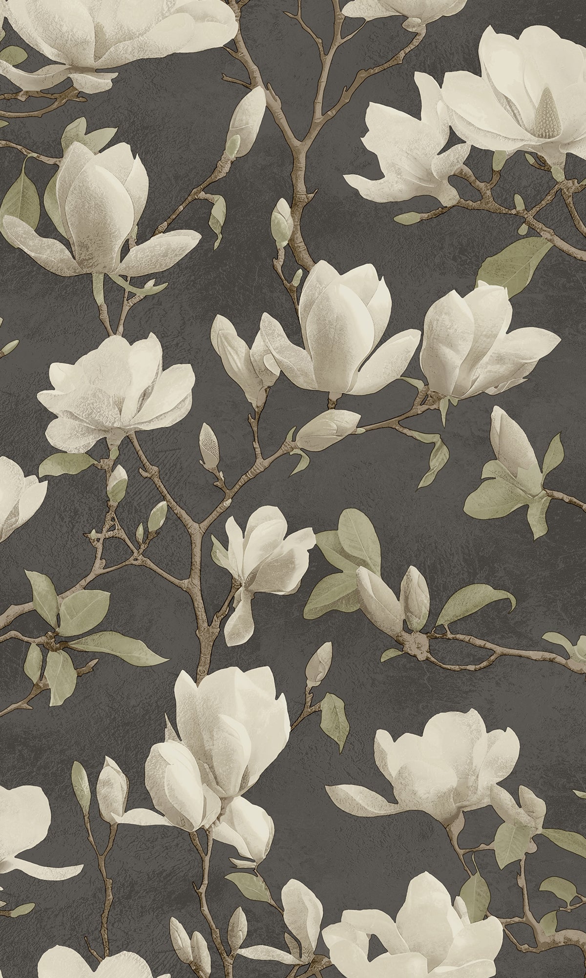 charcoal color wallpaper, floral wallpaper, magnolia print wallpaper, magnolia flowers wallpaper, magnolia trails wallpaper, Timeless elegance, Eleganza Wallpaper Collection, Eleganza Collection, Can be used for commercial spaces, Paper Substrate, New Arrivals, Paste the Paper, Scrubbable, Good Lightfastness, Peelable, Interior designers’ choice, Bedroom Wallpaper, Living Room Wallpaper, Hallway Wallpaper, Dining Room Wallpaper, Children's Room Wallpaper, Study Room Wallpaper, Home Office Wallpaper, Powder 