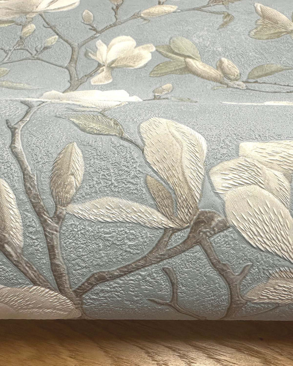Blue Meandering Magnolias Printed Wallpaper R9539