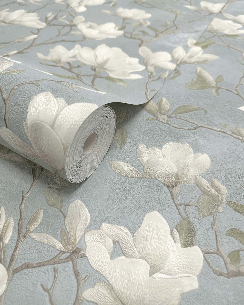 Blue Meandering Magnolias Printed Wallpaper R9539