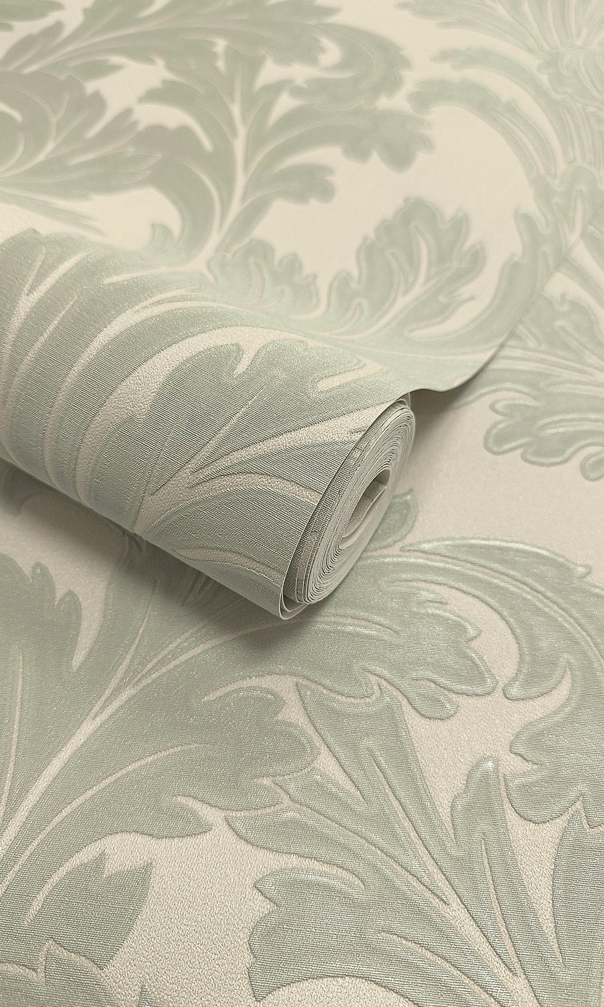 sage & cream wallpaper, embossed wallpaper, leaf print wallpaper, acanthus leaf wallpaper, embossed leaves wallpaper, embossed acanthus leaf wallpaper, Timeless elegance, Eleganza Wallpaper Collection, Eleganza Collection, Can be used for commercial spaces, Paper Substrate, New Arrivals, Paste the Paper, Scrubbable, Good Lightfastness, Peelable, Interior designers’ choice, Bedroom Wallpaper, Living Room Wallpaper, Hallway Wallpaper, Dining Room Wallpaper, Children's Room Wallpaper, Study Room Wallpaper