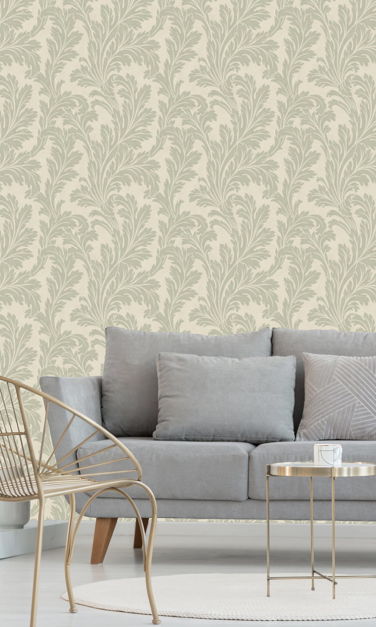 sage & cream wallpaper, embossed wallpaper, leaf print wallpaper, acanthus leaf wallpaper, embossed leaves wallpaper, embossed acanthus leaf wallpaper, Timeless elegance, Eleganza Wallpaper Collection, Eleganza Collection, Can be used for commercial spaces, Paper Substrate, New Arrivals, Paste the Paper, Scrubbable, Good Lightfastness, Peelable, Interior designers‚Äô choice, Bedroom Wallpaper, Living Room Wallpaper, Hallway Wallpaper, Dining Room Wallpaper, Children's Room Wallpaper, Study Room Wallpaper
