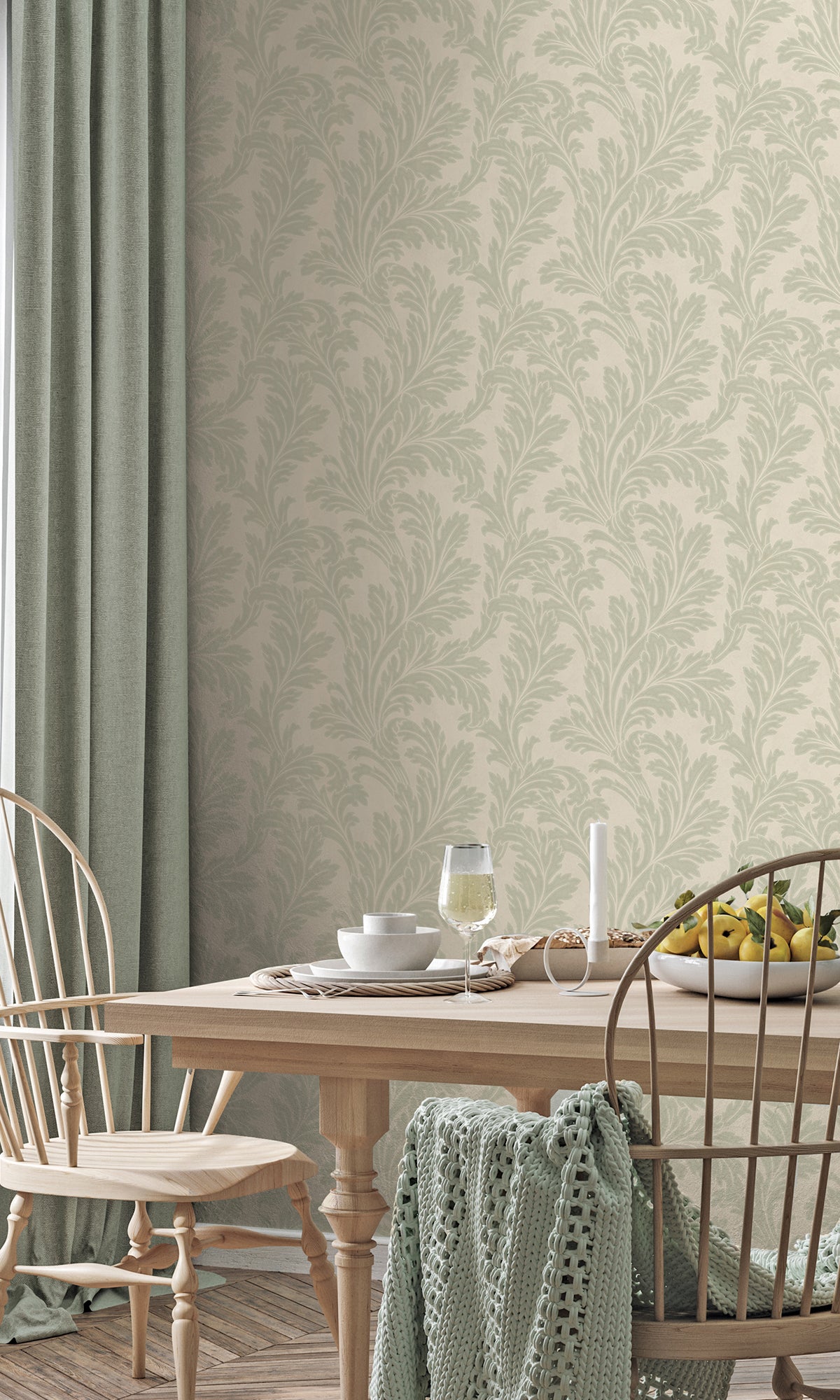 sage & cream wallpaper, embossed wallpaper, leaf print wallpaper, acanthus leaf wallpaper, embossed leaves wallpaper, embossed acanthus leaf wallpaper, Timeless elegance, Eleganza Wallpaper Collection, Eleganza Collection, Can be used for commercial spaces, Paper Substrate, New Arrivals, Paste the Paper, Scrubbable, Good Lightfastness, Peelable, Interior designers‚Äô choice, Bedroom Wallpaper, Living Room Wallpaper, Hallway Wallpaper, Dining Room Wallpaper, Children's Room Wallpaper, Study Room Wallpaper
