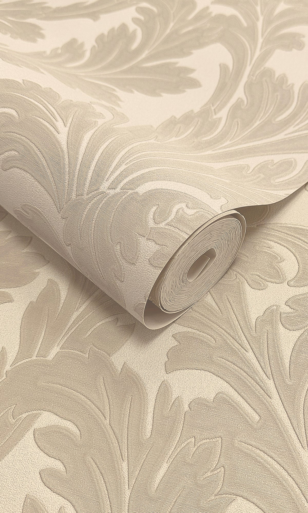 beige wallpaper, embossed wallpaper, leaf print wallpaper, acanthus leaf wallpaper, embossed leaves wallpaper, embossed acanthus leaf wallpaper, Timeless elegance, Eleganza Wallpaper Collection, Eleganza Collection, Can be used for commercial spaces, Paper Substrate, New Arrivals, Paste the Paper, Scrubbable, Good Lightfastness, Peelable, Interior designers‚Äö√Ñ√¥ choice, Bedroom Wallpaper, Living Room Wallpaper, Hallway Wallpaper, Dining Room Wallpaper, Children's Room Wallpaper, Study Room Wallpaper