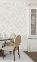 dove color wallpaper, beaded wallpaper, damask wallpaper, classic damask wallpaper, beaded classic damask wallpaper, Timeless elegance, Eleganza Wallpaper Collection, Eleganza Collection, Can be used for commercial spaces, Paper Substrate, New Arrivals, Paste the Paper, Scrubbable, Good Lightfastness, Peelable, Interior designers‚Äô choice, Bedroom Wallpaper, Living Room Wallpaper, Hallway Wallpaper, Dining Room Wallpaper, Children's Room Wallpaper, Study Room Wallpaper, Home Office Wallpaper, Powder Room