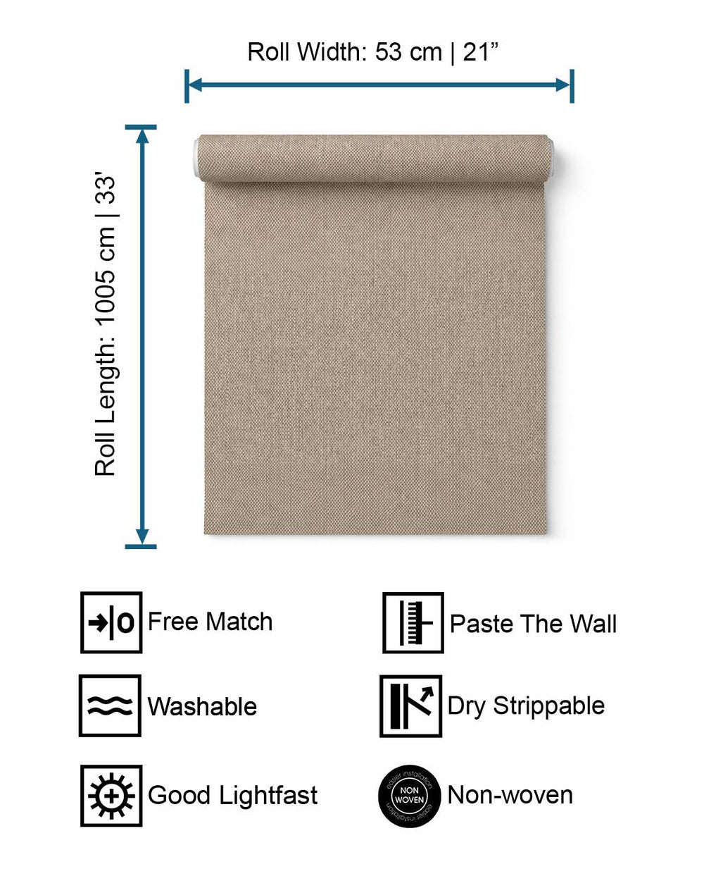 Taupe Plain Coarse Woven Textile Effect Wallpaper R9573