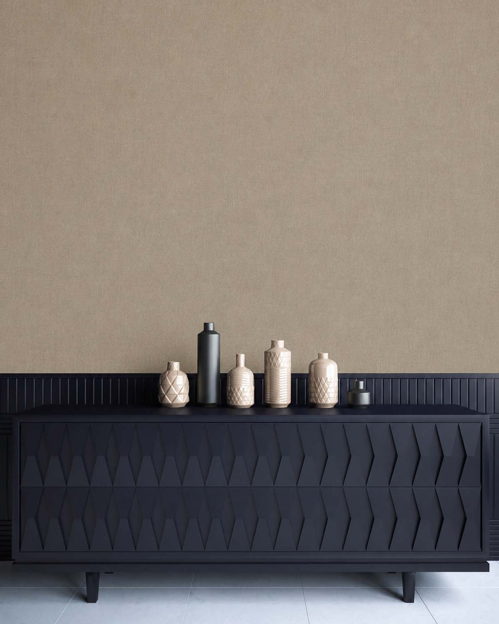 Taupe Plain Coarse Woven Textile Effect Wallpaper R9573