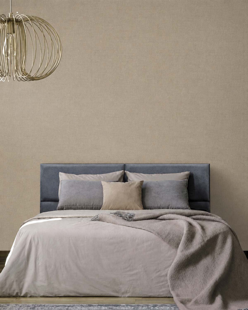 Taupe Plain Coarse Woven Textile Effect Wallpaper R9573