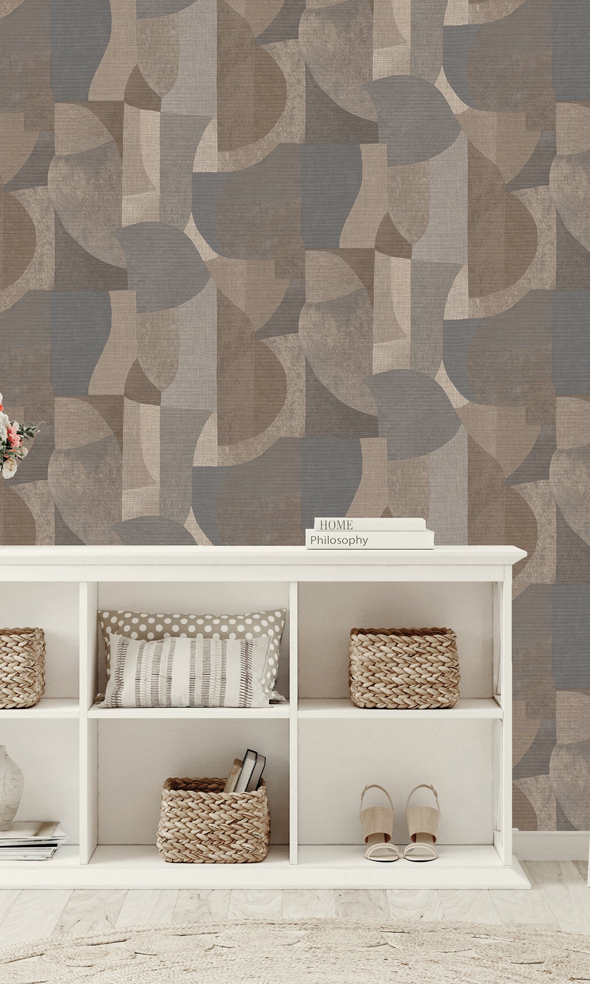 Navy Abstract Soft Geo Print Wallpaper R9582