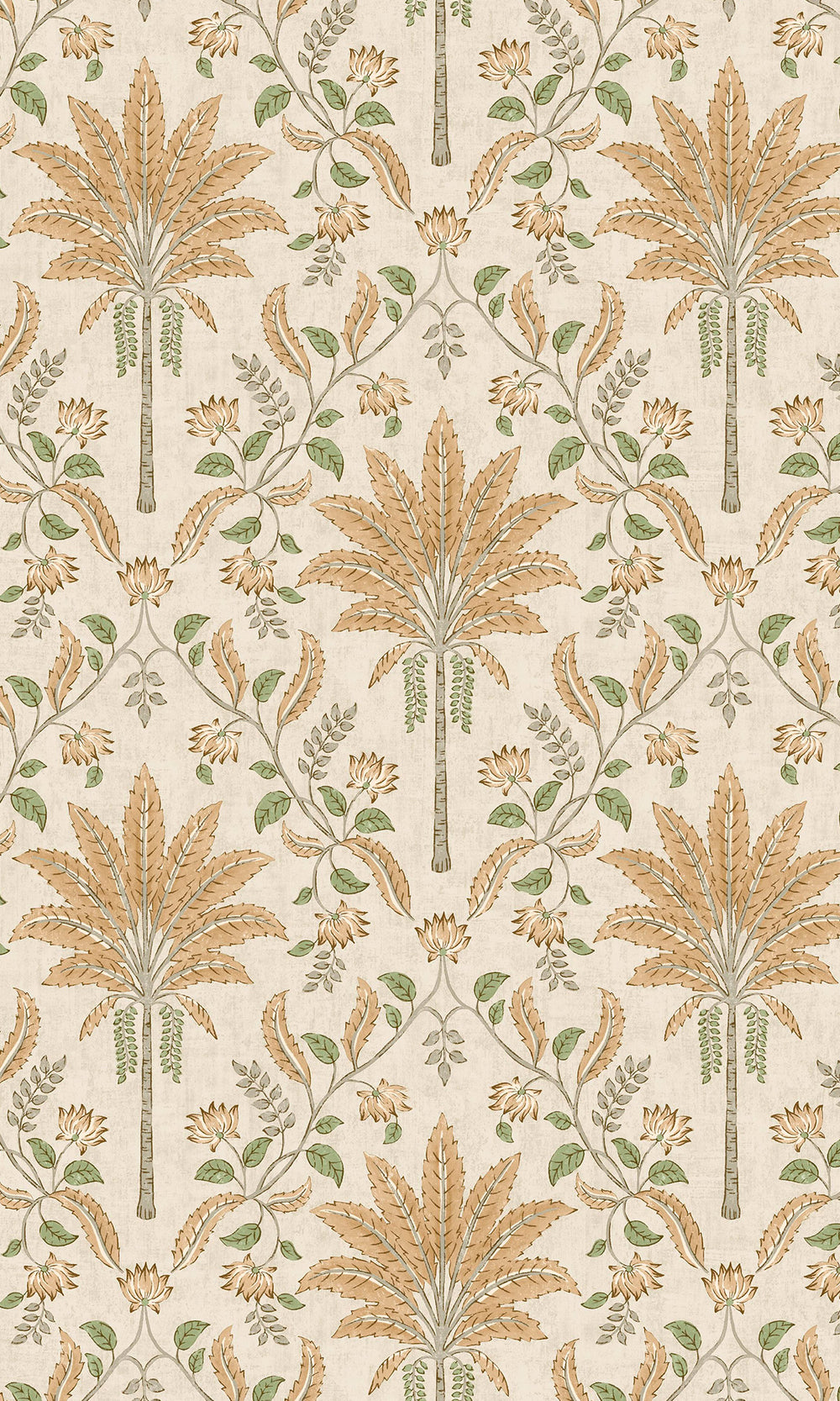 Orange Trellis and Focal Palm Trees Wallpaper R9594