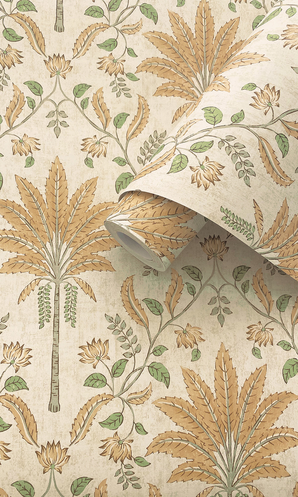Orange Trellis and Focal Palm Trees Wallpaper R9594