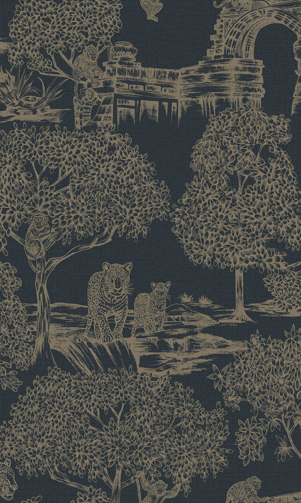 Navy Enchanting Wildlife Landscape Wallpaper R9600