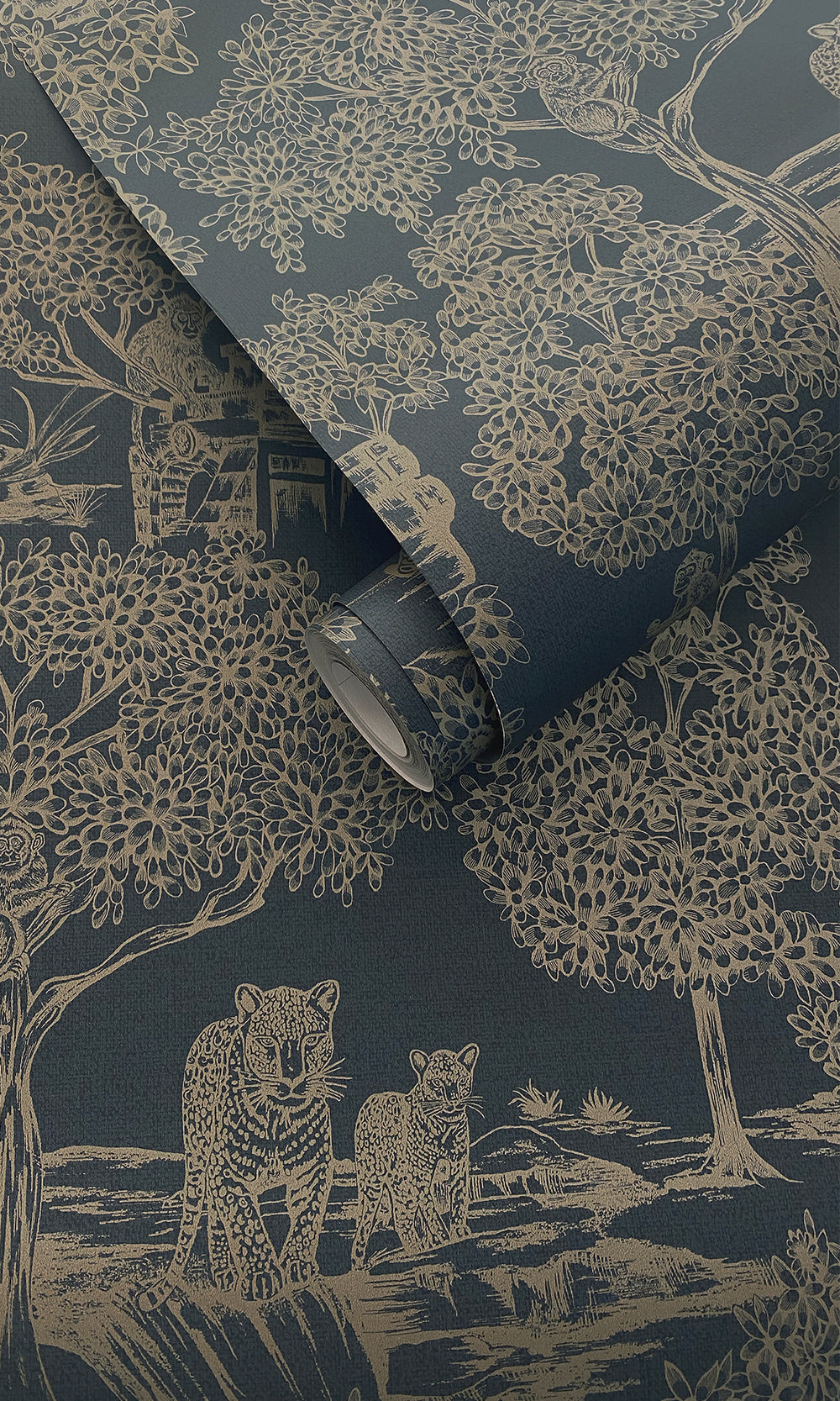Navy Enchanting Wildlife Landscape Wallpaper R9600