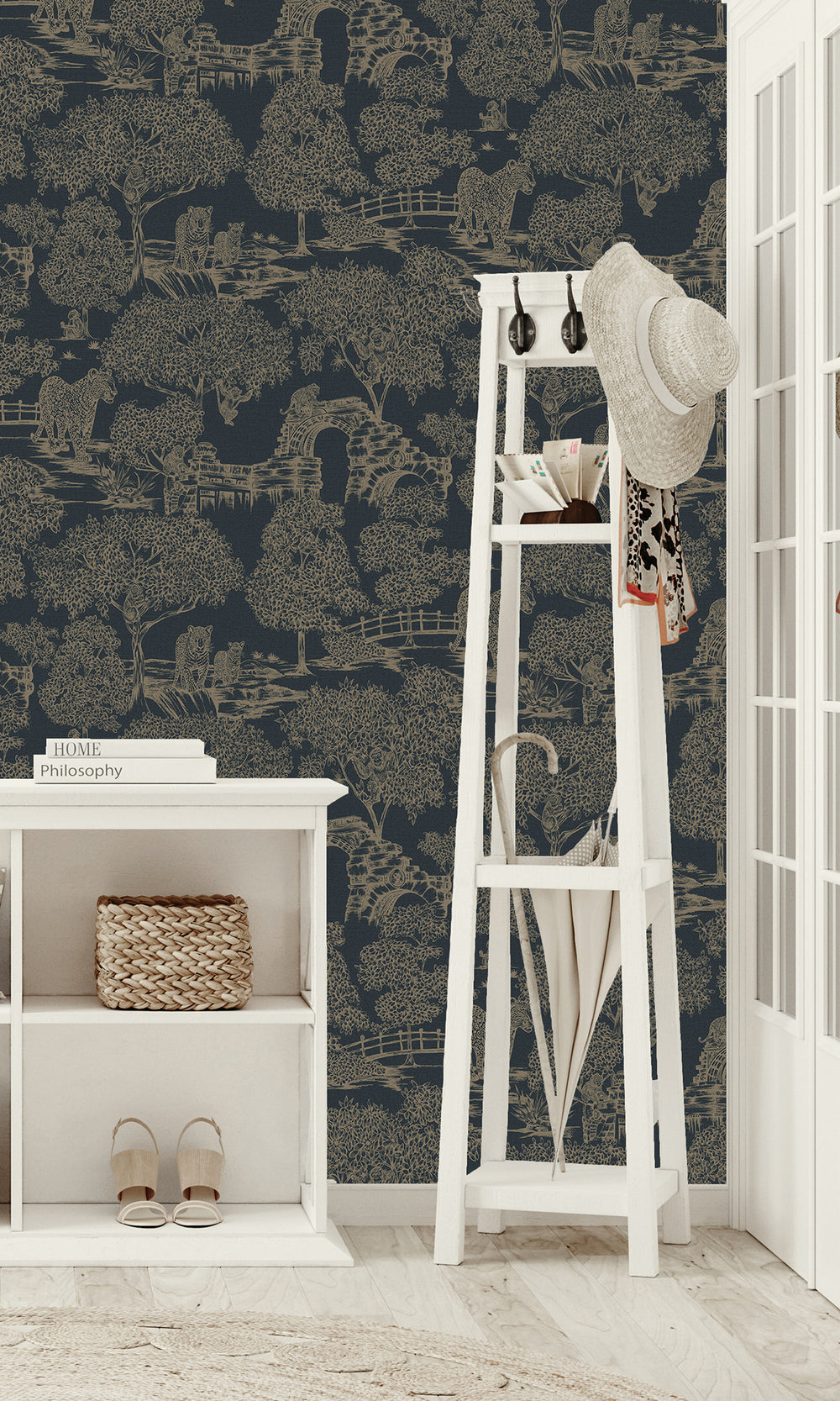 Navy Enchanting Wildlife Landscape Wallpaper R9600