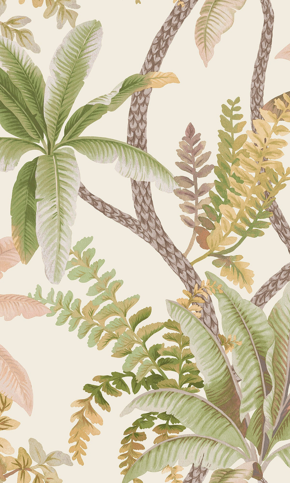 Sage/Coral Serene Tropical Oasis Wallpaper R9602