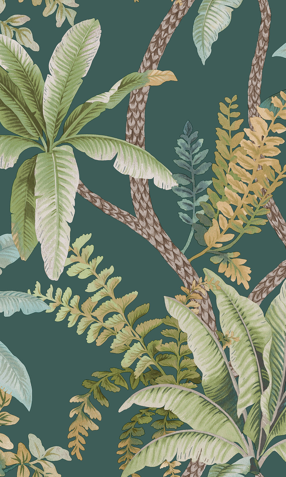 Teal Serene Tropical Oasis Wallpaper R9603