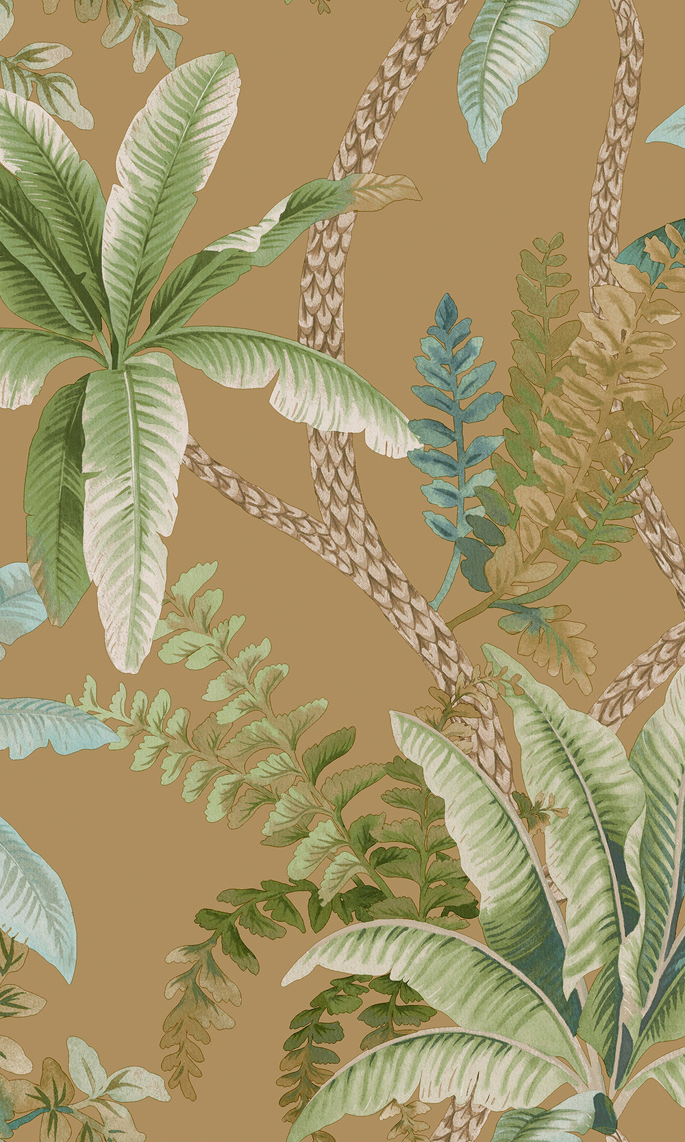 Gold Serene Tropical Oasis Wallpaper R9604