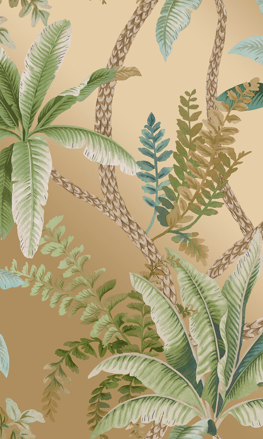 Gold Serene Tropical Oasis Wallpaper R9604