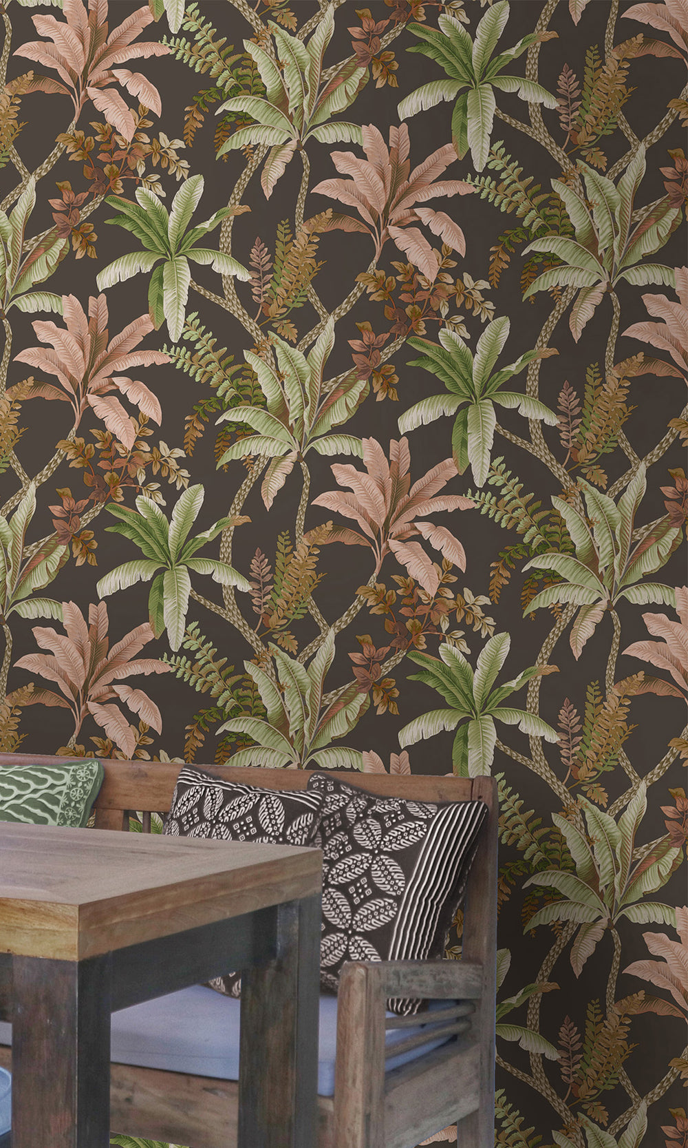 Charcoal Serene Tropical Oasis Wallpaper R9605