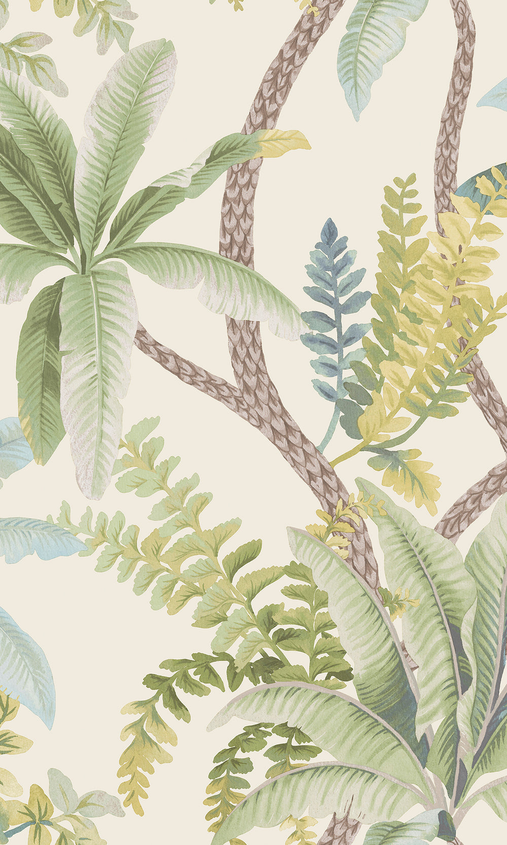 Green/Cream Serene Tropical Oasis Wallpaper R9606