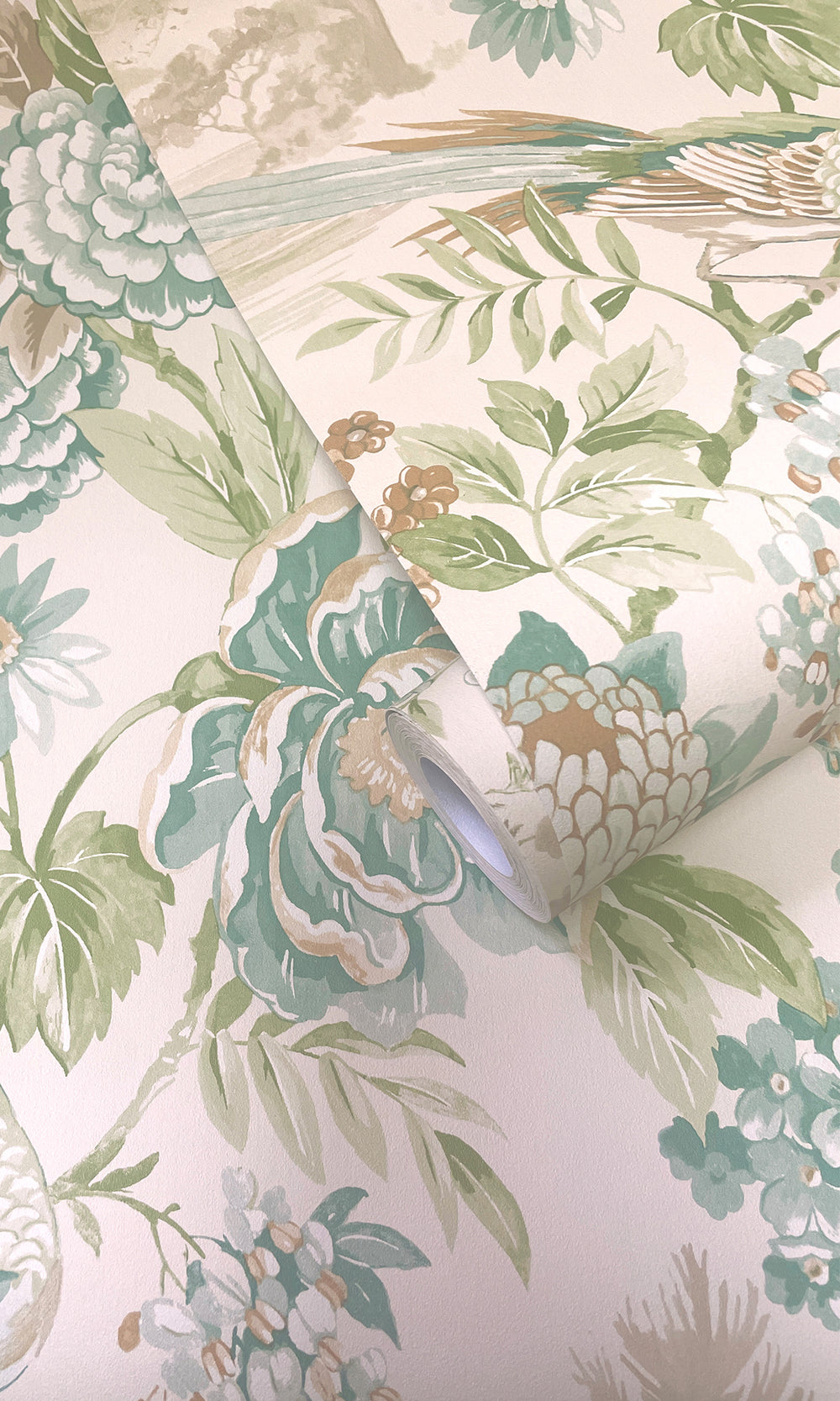 Teal/Orange Tranquil Blossoming Flowers in Nature Wallpaper R9608