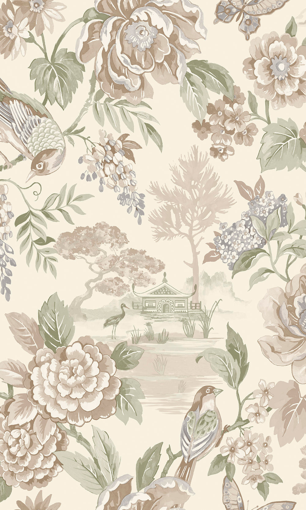 Cream Tranquil Blossoming Flowers in Nature Wallpaper R9610