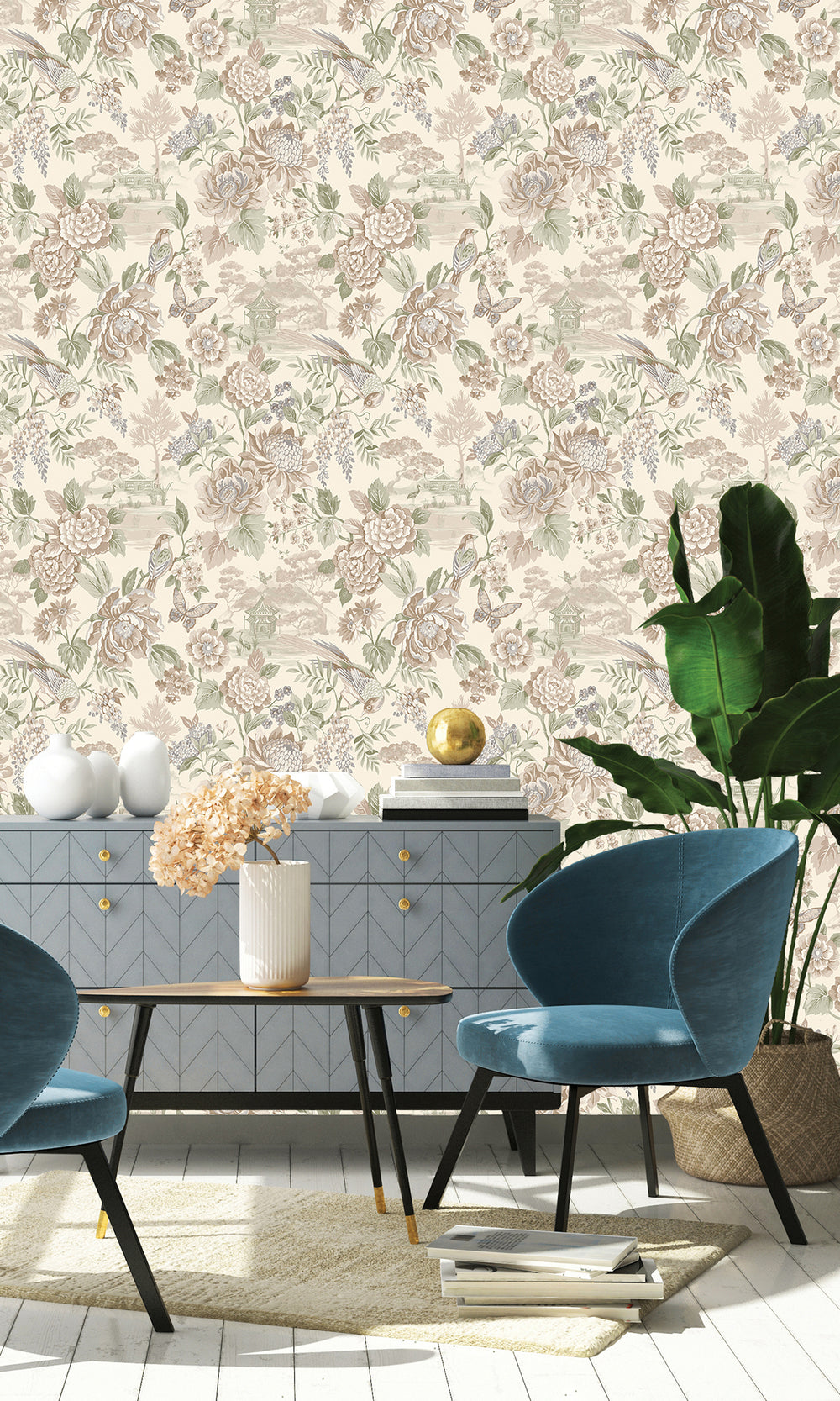Cream Tranquil Blossoming Flowers in Nature Wallpaper R9610