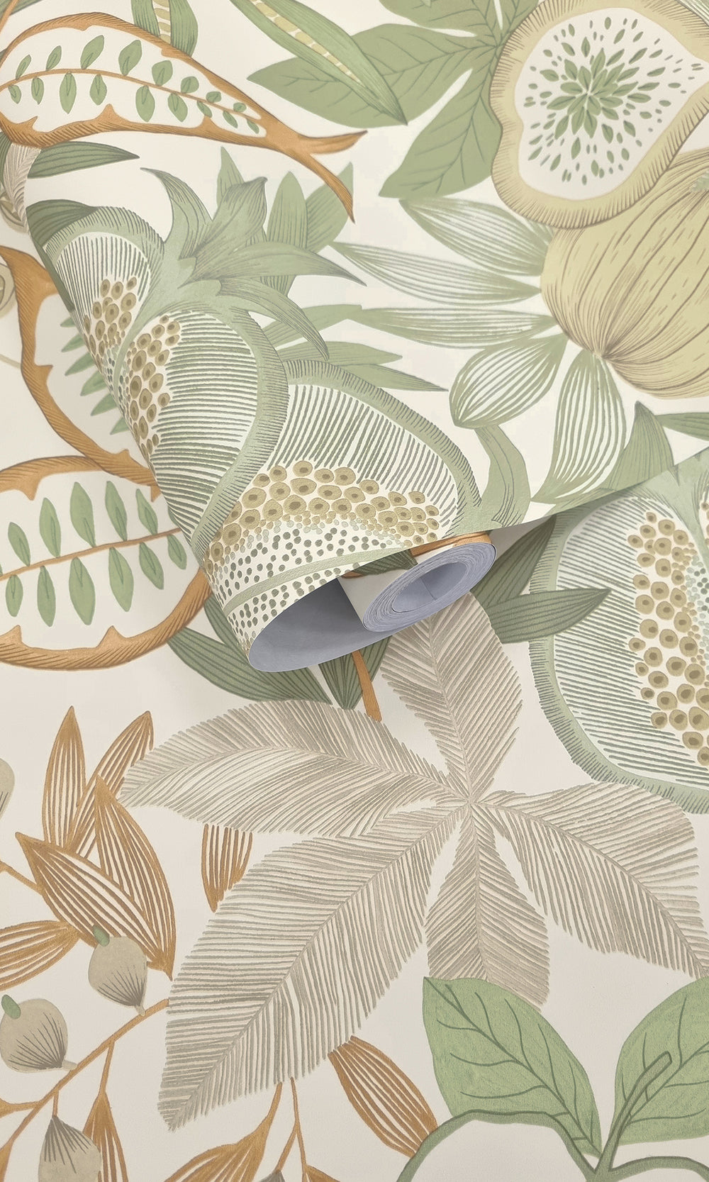 Green/Orange Vibrant Botanical Foliage Wallpaper R9611