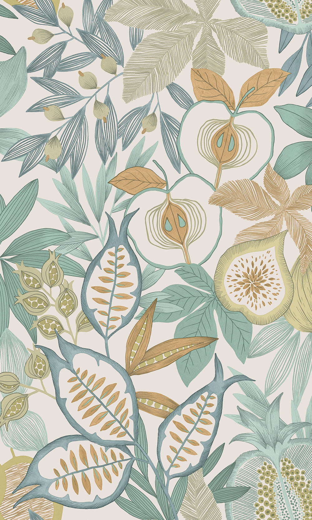 Blue Vibrant Botanical Foliage Wallpaper R9612