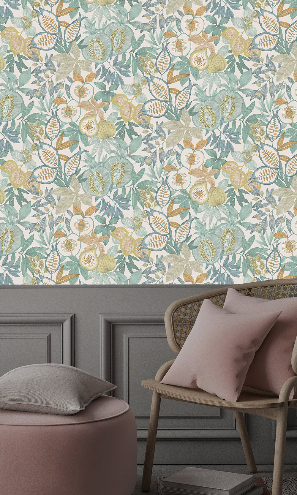 Blue Vibrant Botanical Foliage Wallpaper R9612