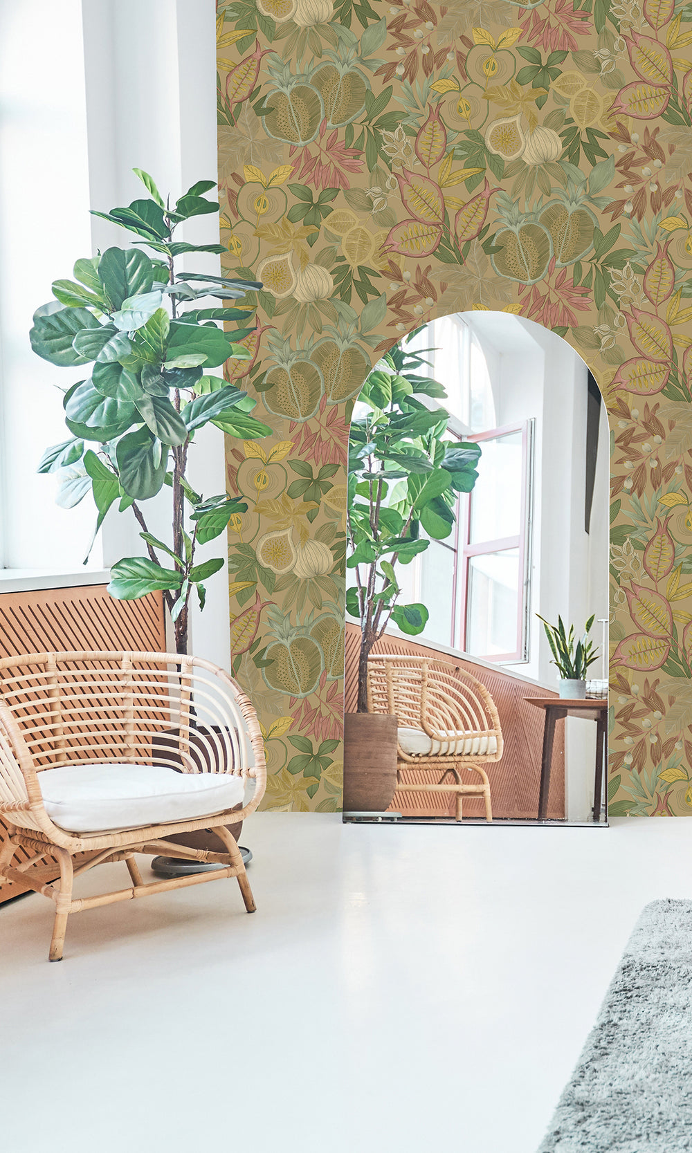 Gold Vibrant Botanical Foliage Wallpaper R9613