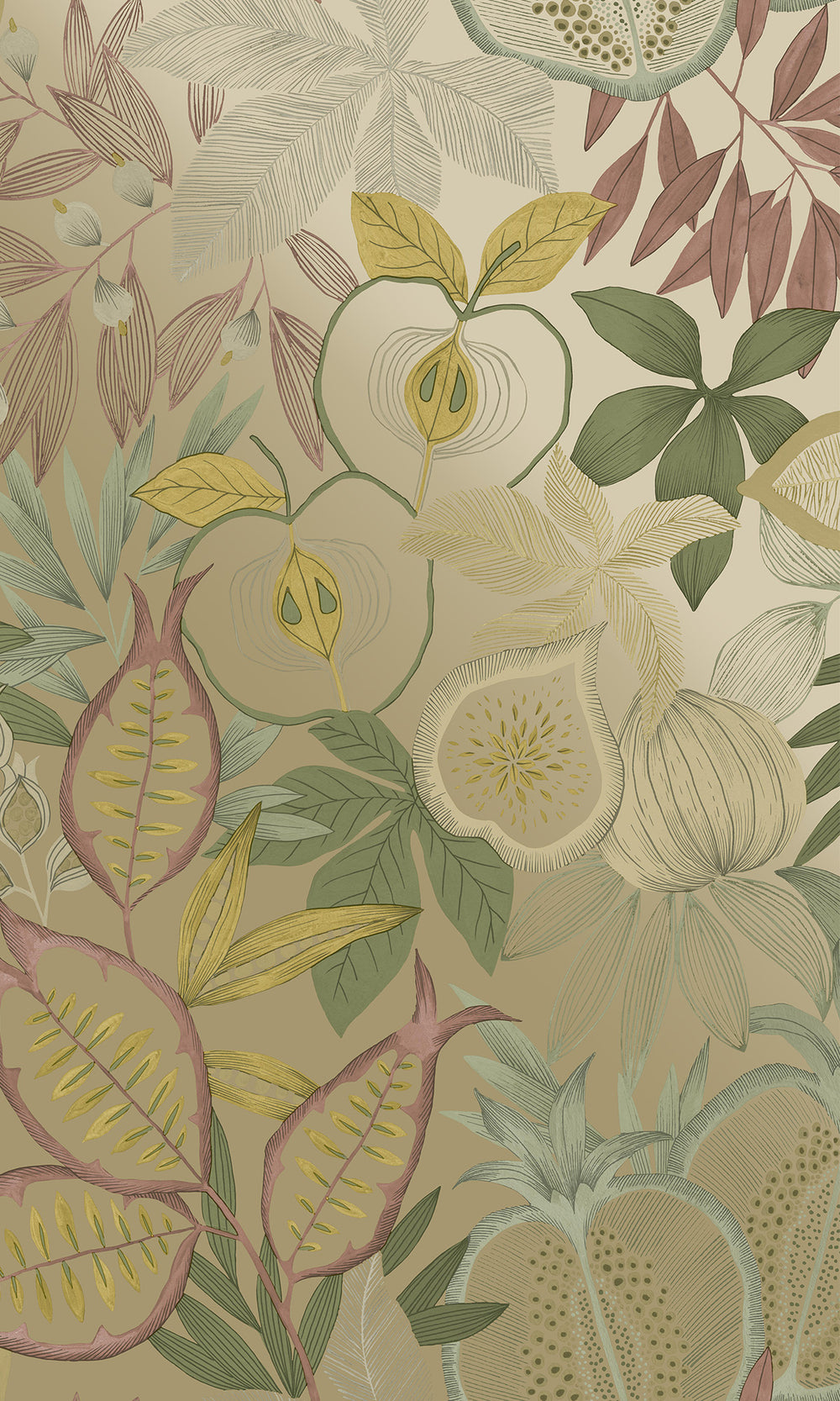 Gold Vibrant Botanical Foliage Wallpaper R9613